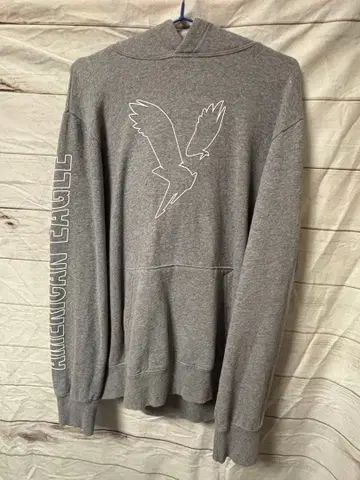 AMERICAN EAGLE 후드 부착 맨투맨 그레이