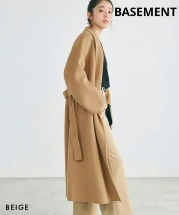 베이스먼트 온라인 완판템 미사용 리버 롱 코트 벨트 세트 베이지