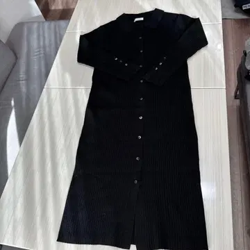 새상품 LOWRYS FARM 블랙 리브 니트 긴팔 원피스