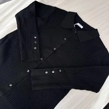 새상품 LOWRYS FARM 블랙 리브 니트 긴팔 원피스