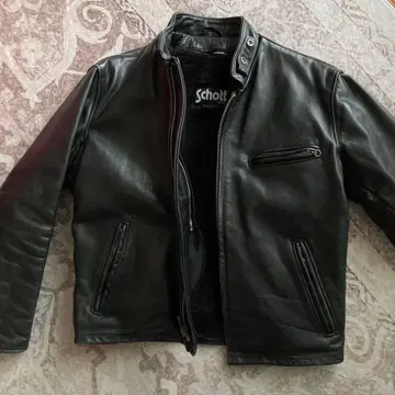 Schott 블랙 가죽 싱글 라이더 자켓 42