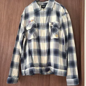 HUF 체크 무늬 긴팔 지퍼 셔츠 L