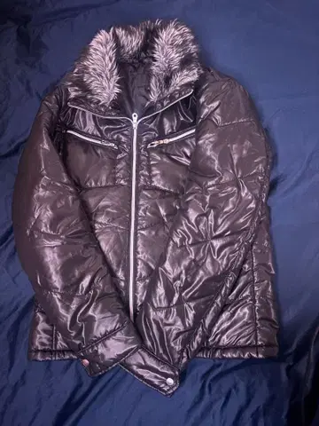 y2k 퍼 포함 다운 시크 스타일 헤이세이 갸루 블랙