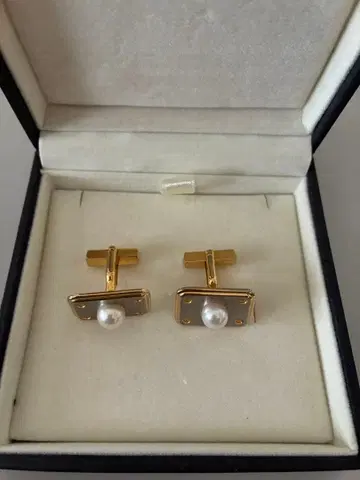 실버 은 silver 인 펄 장식 커프스 링크 심플 고급