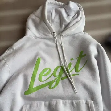 LEGIT 화이트 후드티 그린 로고