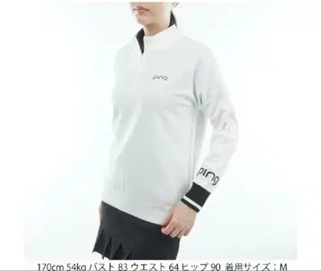 핑 PING 하프 지퍼 소매 로고 자카드 스웨터