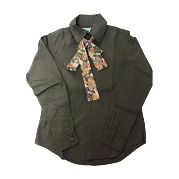 gouk 고우크 여성용 타이 블랙 블라우스 일본풍 패턴