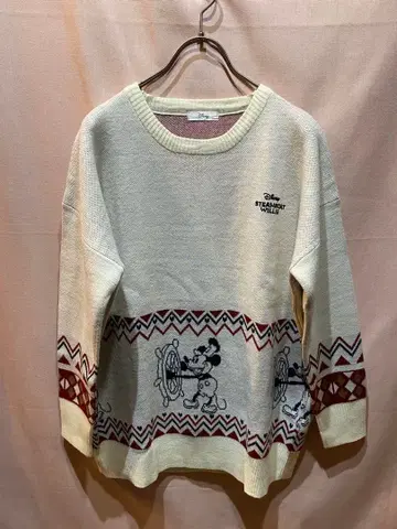 STEAMBOAT WILLIE 니트 스웨터 미키마우스 노르딕 무늬