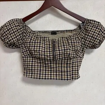 체크 무늬 크롭 뷔스티에 S/P