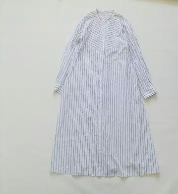 스트라이프 셔츠 원피스 프리 사이즈 롱 스탠드 카라