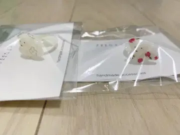 달리는 강아지 반지 미니 꽃무늬 빨간색 반짝반짝 실버