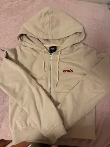emis 베이지 지퍼 후드티