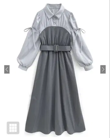 벨트 부착 셔츠 도킹 리본 원피스 [ tg797 ]