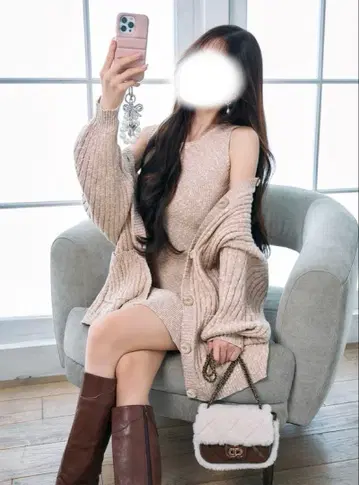 GRL 니트 가디건 x 슬리브리스 미니 원피스 셋업 ru1315