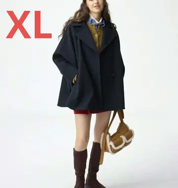 GU 코지 멜톤 케이프 코트 XL 네이비 택 포함 새상품