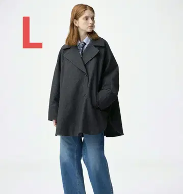 GU 코지 멜톤 케이프 코트 다크 그레이 L 사이즈 택 포함 새상품