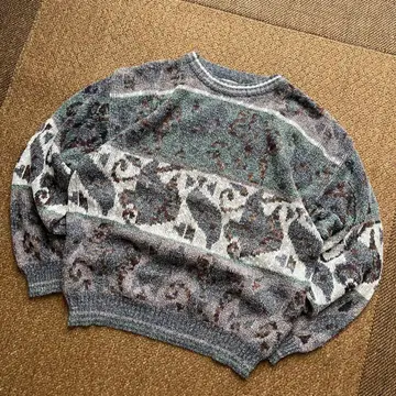 80s 코튼 니트 vintage 올 패턴 디자인 니트 USA