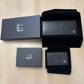 dunhill 블랙 가죽 장지갑 동전 지갑 세트