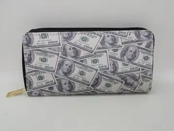 새상품 USD 100달러 디자인 장지갑 라운드 지퍼 머니 패턴
