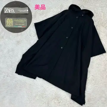 [새상품급] ZARA MANTECO 판초 코트 블랙 후드 부착
