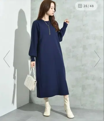 네이비 긴팔 니트 원피스
