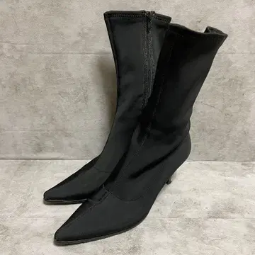 [댄디 보이] (36) 미들 부츠 사이드 지퍼 스틸레토 블랙