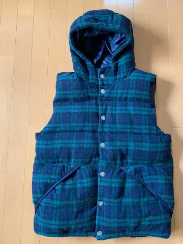 FAT. Down vest 타탄 체크 그린