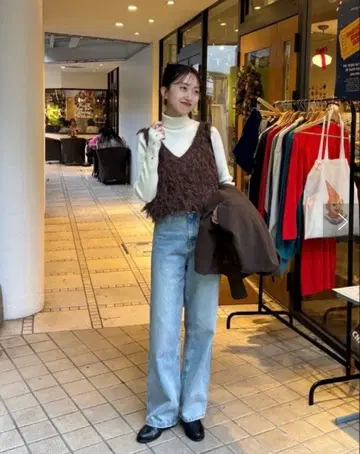 DISCOTA US 코튼 데님 스트레이트 팬츠 PS 사이즈