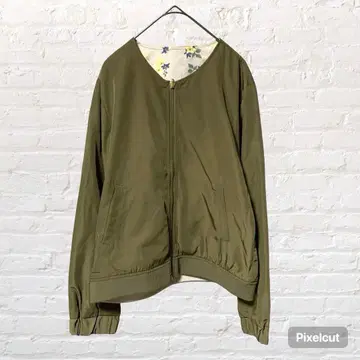 12446 드레스킵 리버서블 블루종 꽃무늬 카키 점퍼 L 구제 의류