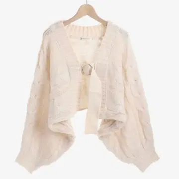 MAJESTIC LEGON 아이보리 케이블 니트 볼레로 가디건