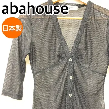 abahouse 상의 가디건 메쉬 블랙 [ CT1911 ]