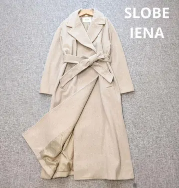 슬로브 이에나 SUPER100 멜톤 빅 라펠 코트 루즈핏 롱 기장