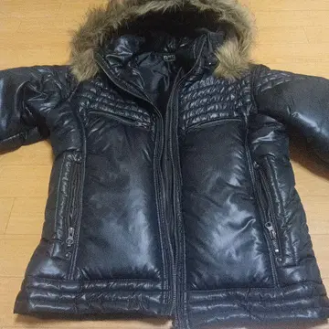 NYLAUS 퍼 후드 다운 자켓 M 블랙 y2k 시크 스타일 그런지