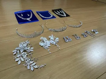 [ 결혼식 액세서리 전부 SET ] 귀걸이/티아라/목걸이/헤어핀