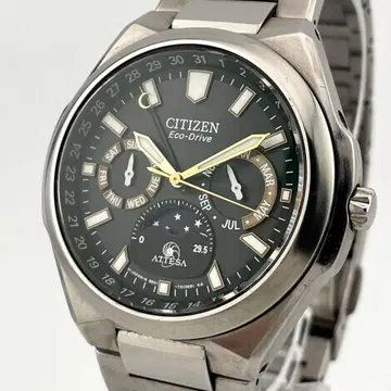 [ 작동 ] 시티즌 아테사 전파 솔라 티타늄 손목시계 문페이즈 남성용