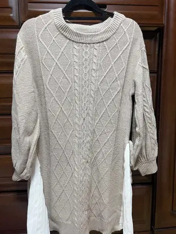 MAJESTIC LEGON 케이블 니트 베이지 미디 기장