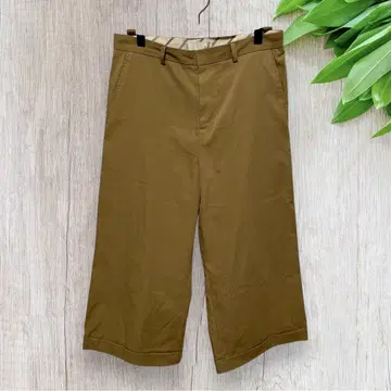 자유구 지유쿠 가우초 팬츠 와이드 팬츠 밑단 접힘 베이지