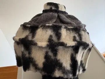 울 혼방 버킷햇 화이트 블랙