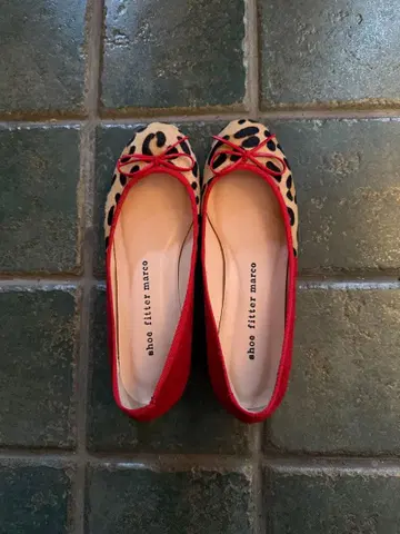 레드 레오파드 무늬 발레 슈즈