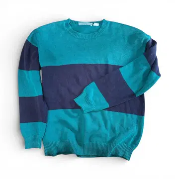 터콰이즈 네이비 스트라이프 니트 스웨터 M