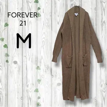 포에버21 니트 롱 가디건 버튼 없는 숄카라 브라운