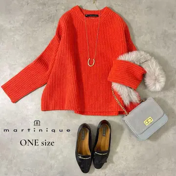 [martinique ] 울 하찌 편직 니트 오렌지 ( M~L 상당 )