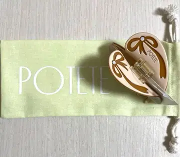 [ POTETE ] 리본 하트 클립 캐러멜 마키아토