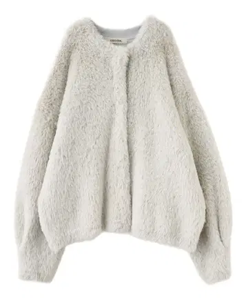 COCO DEAL 더블 페이스 페더 니트 아우터 라이트 그레이