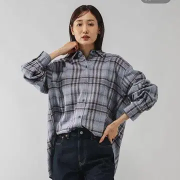 GLOBAL WORK 글로벌 워크 / 플란넬 체크 셔츠 긴팔 블루 새상품