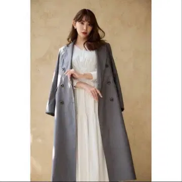 Double Breasted Twill Long Blazer