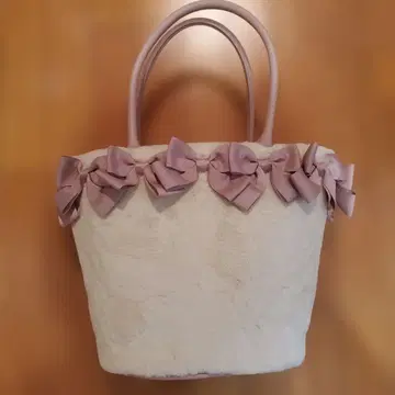 시마무라 아오키 미사코 니나스 퍼 리본 백 연한 복숭아색