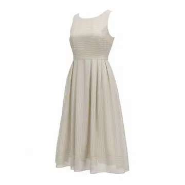 폭시 아이보리 스트라이프 슬리브리스 원피스 린넨 38