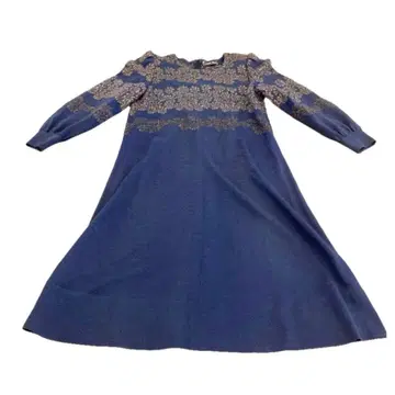 토요코 사이토 니트 원피스 다크 네이비 그레이 니트의 여왕