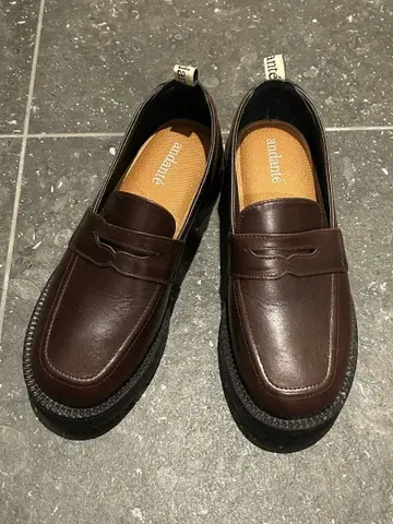 andante 브라운 천연 가죽 로퍼 23.5cm